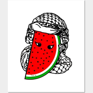 Watermelon Kufiya Free Palestine -  With Eyes -Wrapped - Back Posters and Art